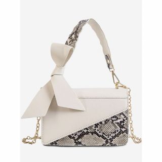 Bowknot Snake Insert Crossbody Bag