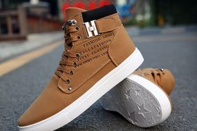 Mens Casual High Top Shoes Fashion Sneakers -Khaki