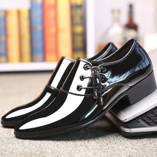 Fashion Men's Business Dress Shoes Pointed Shiny Shoes-black